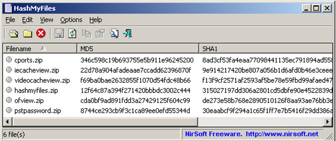 HashMyFiles HashMyFiles